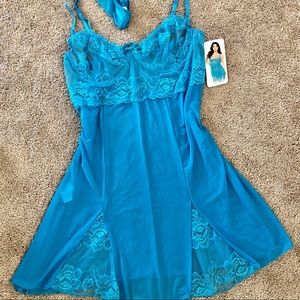NWT! Skirted Underwire Chemise (Turquoise)